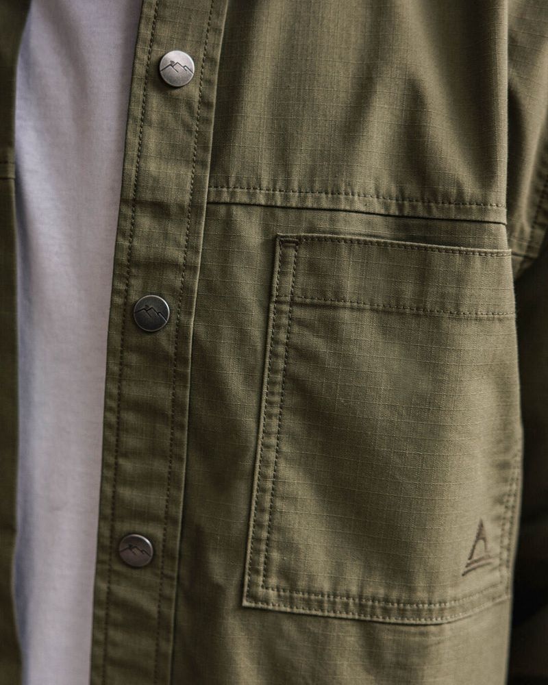 Men's Passenger Way Organic Cotton Ripstop Shirts Khaki | US-GKBLND273