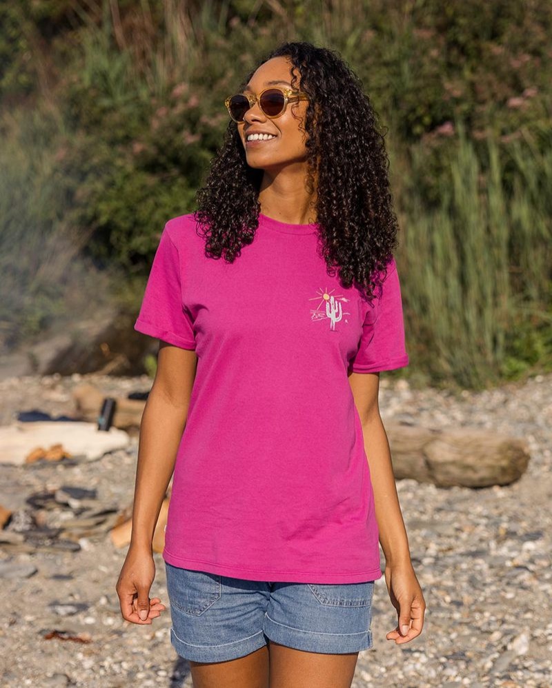 Women's Passenger Arabica Recycled Cotton Oversized T-Shirt Fuchsia | US-XUEBDA205