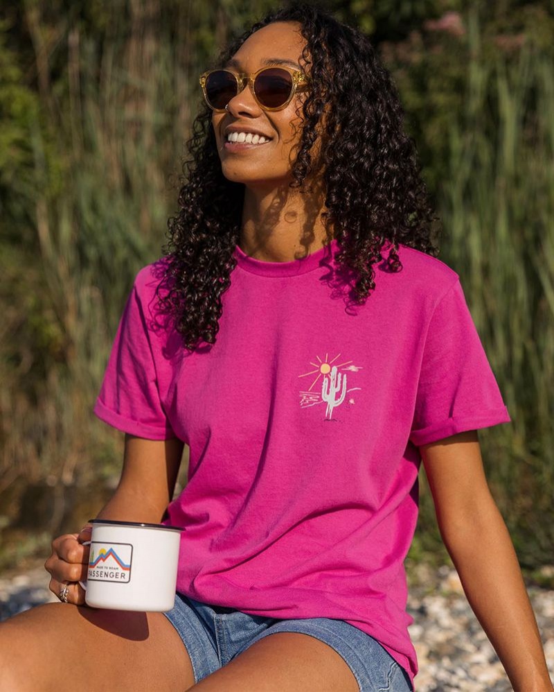 Women's Passenger Arabica Recycled Cotton Oversized T-Shirt Fuchsia | US-XUEBDA205