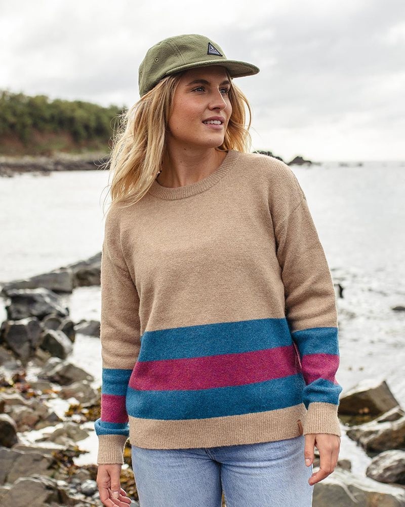 Women's Passenger Bay Recycled Knitted Jumper Sand | US-KPOUJY628