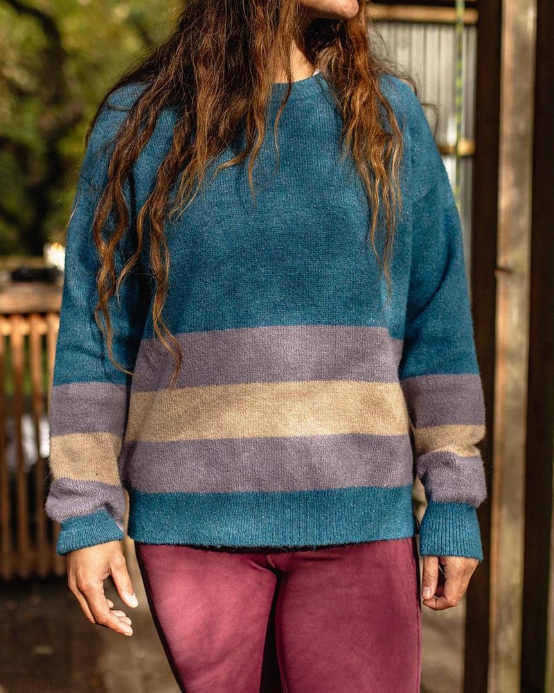 Women's Passenger Bay Recycled Knitted Jumper Blue Coral | US-KJXLWV459