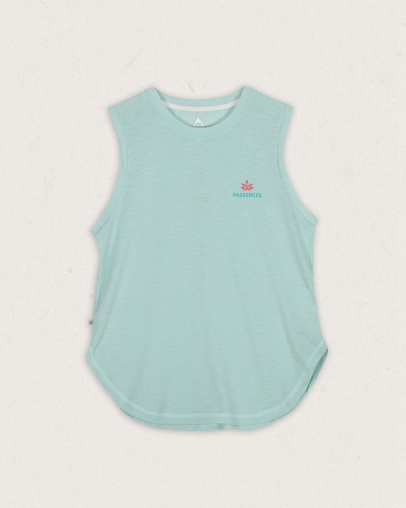 Women's Passenger Blue Bird Recycled Active Tank Top Mint Green | US-BNKQRD185