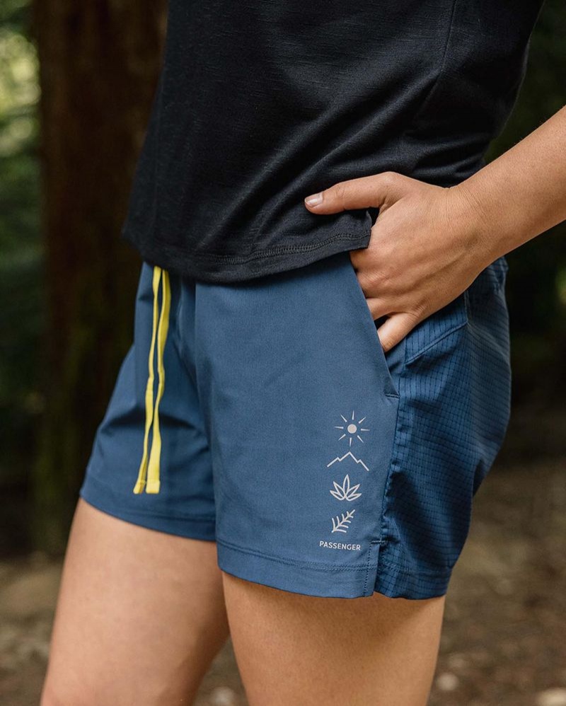 Women's Passenger Byway Active Recycled Shorts Dark Denim | US-PJVZRE617