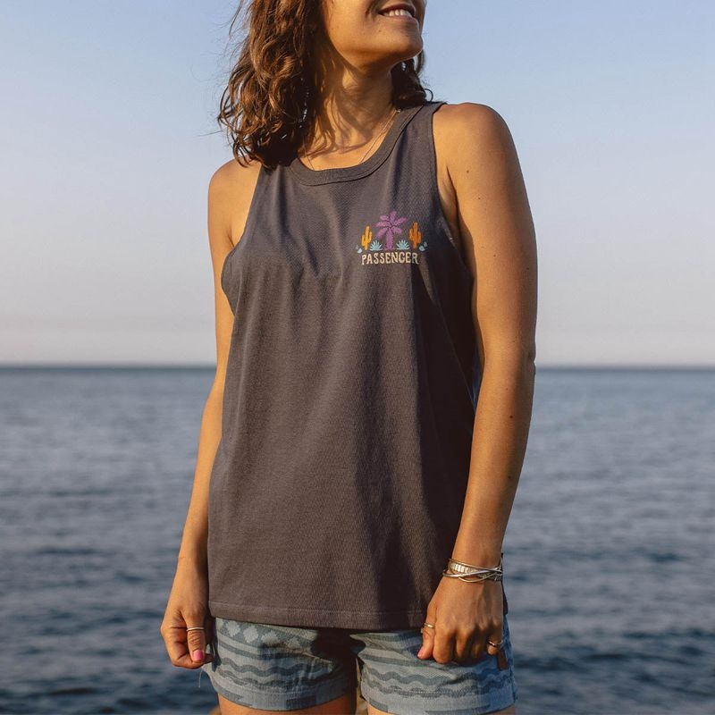 Women's Passenger Cactus Recycled Cotton Tank Top Faded Black | US-TQVUOE850