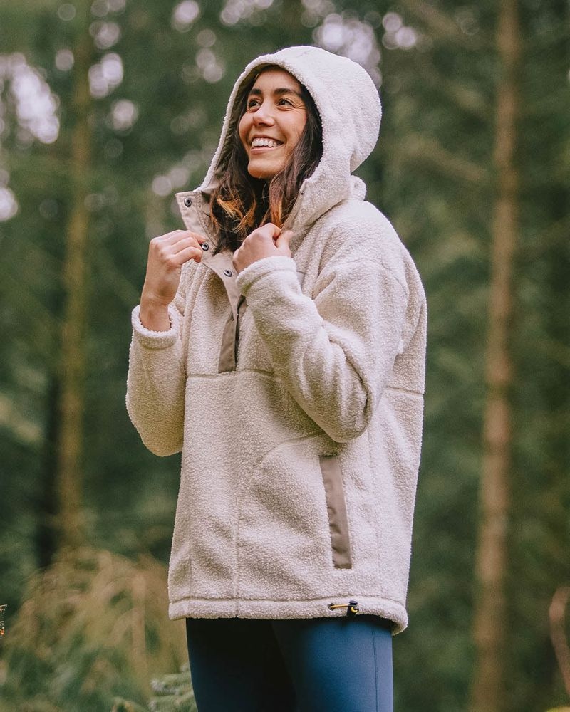 Women's Passenger Calla Hooded Recycled Polar-Lined Fleece Beige | US-OMNPAW172