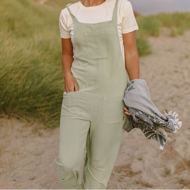 Women's Passenger Carefree Dungarees Sage | US-RKFNBD492