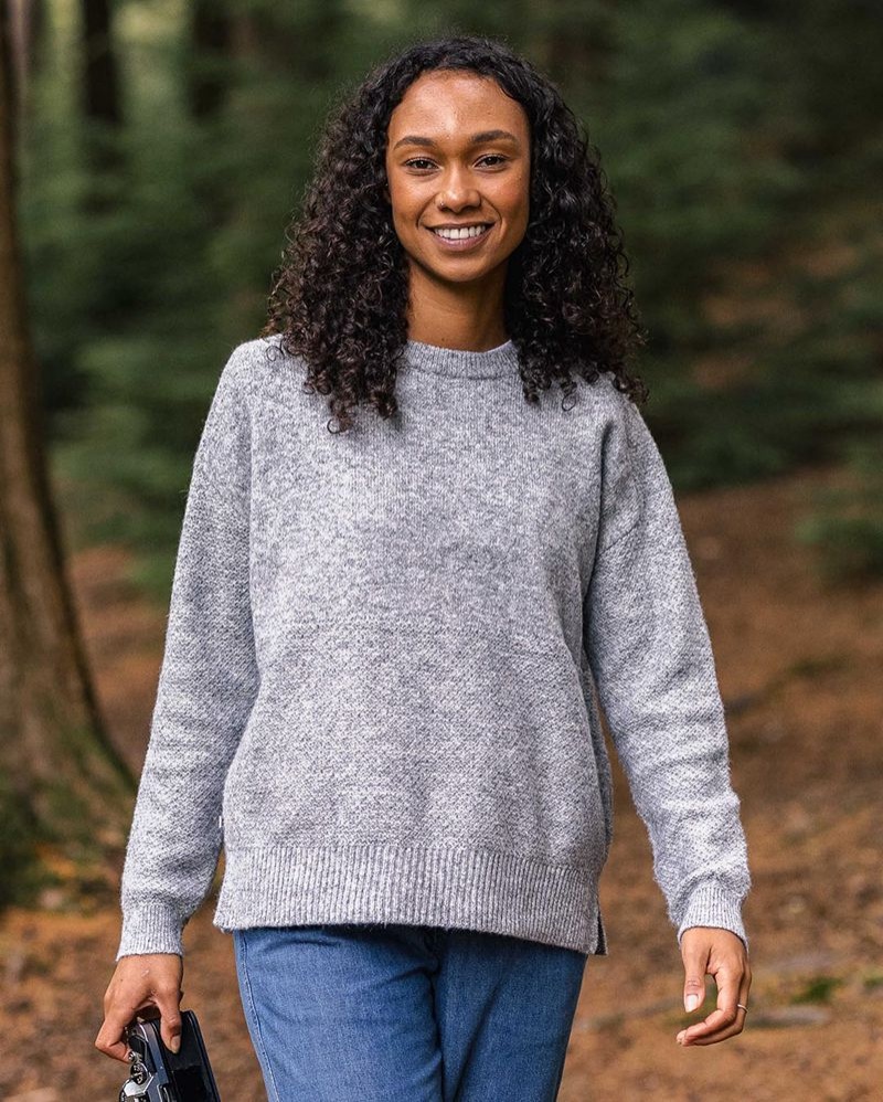 Women's Passenger Cove Recycled Knit Jumper Grey Marl | US-QCRHWM632