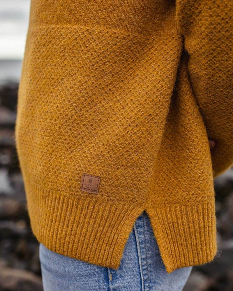 Women's Passenger Cove Recycled Knitted Jumper Amber Gold | US-JDUHMA543