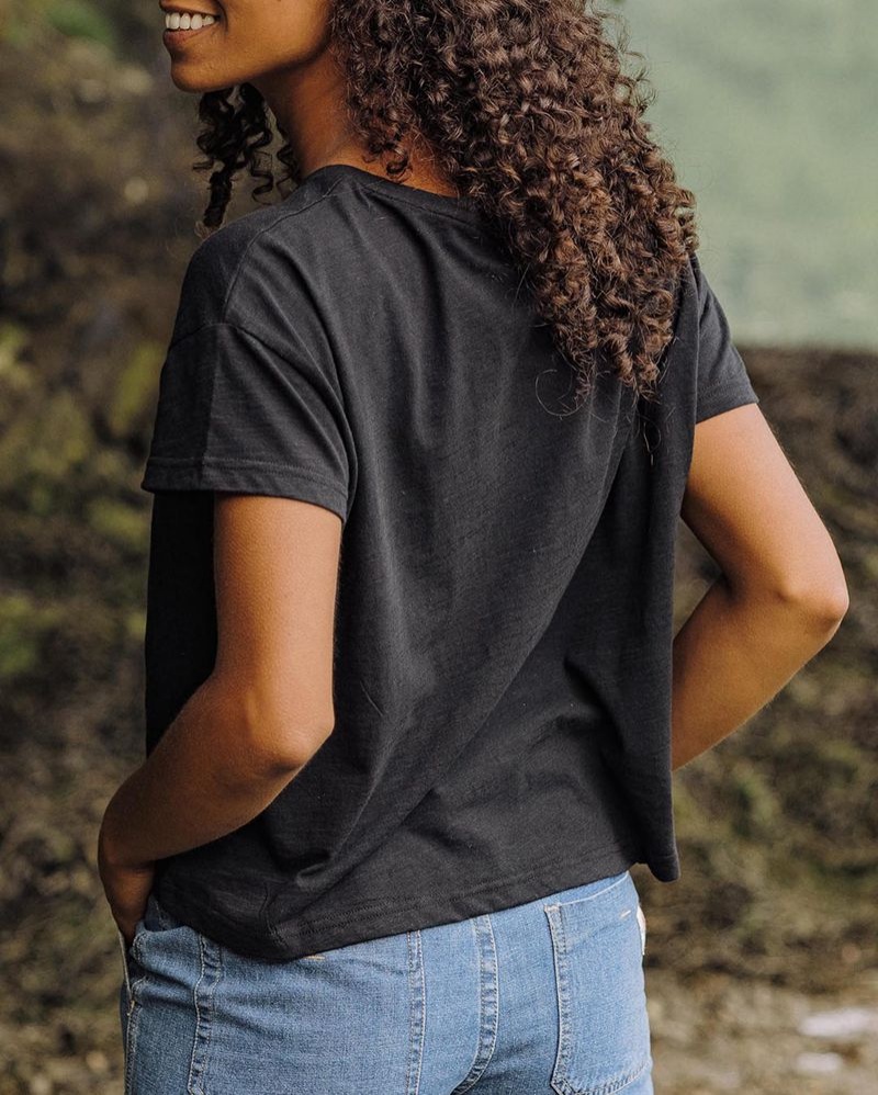 Women's Passenger Daisy Chain Recycled Cotton T-Shirt Black | US-TIJDPF419