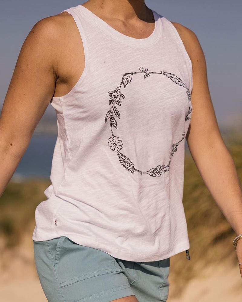 Women's Passenger Daisy Chain Recycled Cotton Tank Top White | US-NBPVGK917