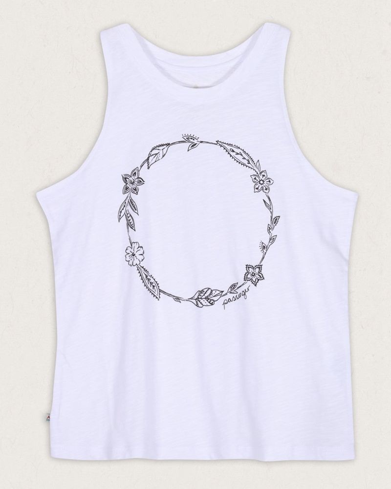 Women's Passenger Daisy Chain Recycled Cotton Tank Top White | US-NBPVGK917