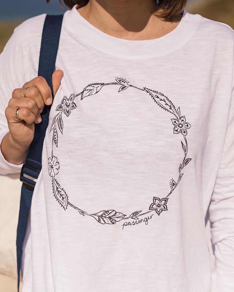 Women's Passenger Daisy Chain Recycled Cotton LS T-Shirt White | US-QZVASI098