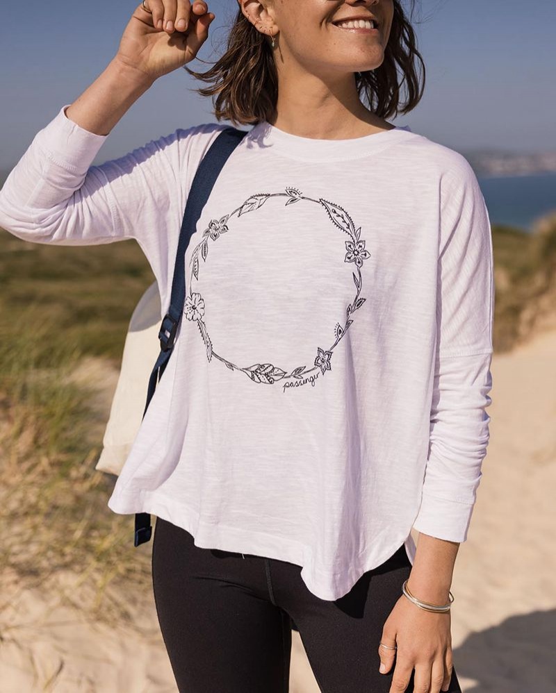 Women's Passenger Daisy Chain Recycled Cotton LS T-Shirt White | US-QZVASI098