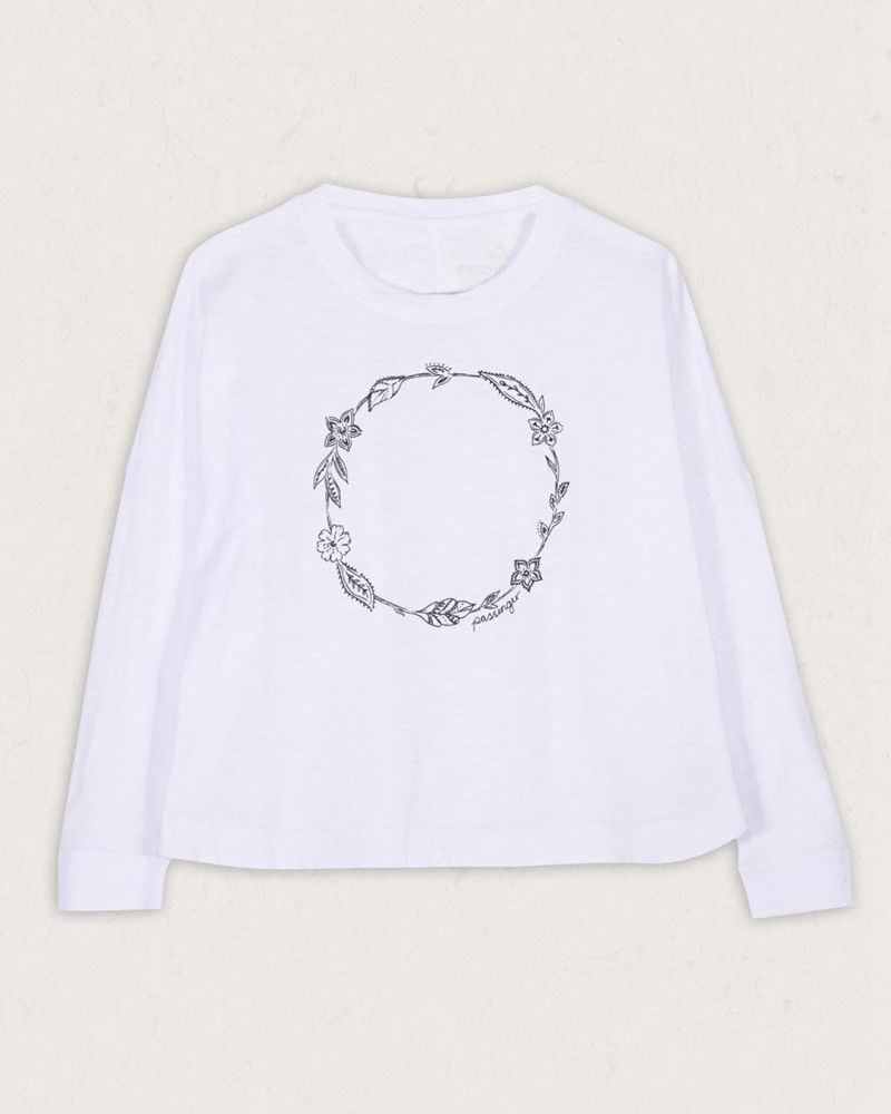 Women's Passenger Daisy Chain Recycled Cotton LS T-Shirt White | US-QZVASI098