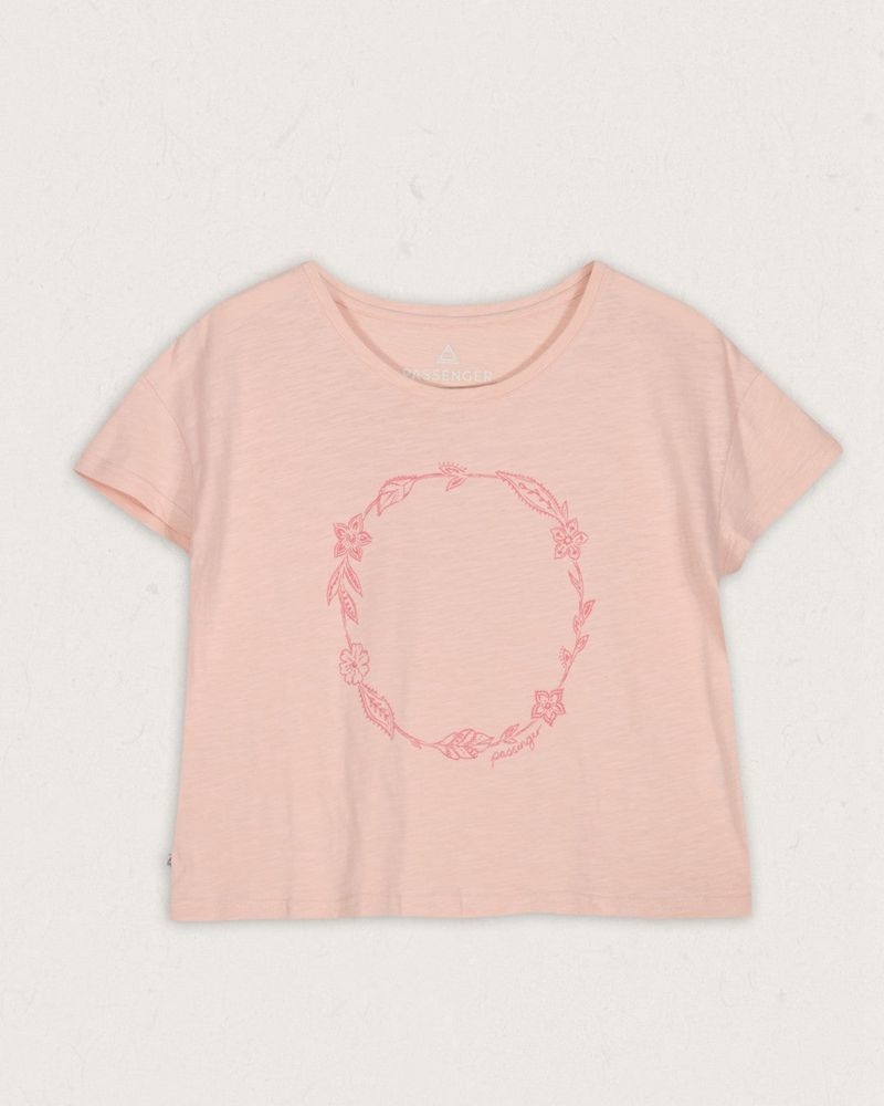 Women's Passenger Daisy Chain Recycled Cotton T-Shirt Peach Whip | US-QDCXPT560