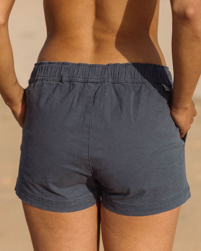 Women's Passenger Del Sur Organic Cotton Shorts Dark Denim | US-ORNZIH871