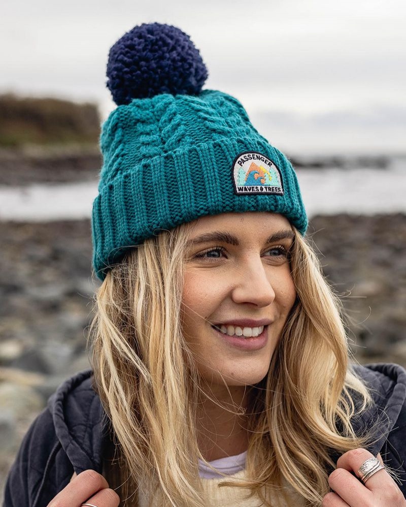 Women's Passenger Drifter Fleece Lined Recycled Bobble Hat Shaded Spruce | US-POSCJF362