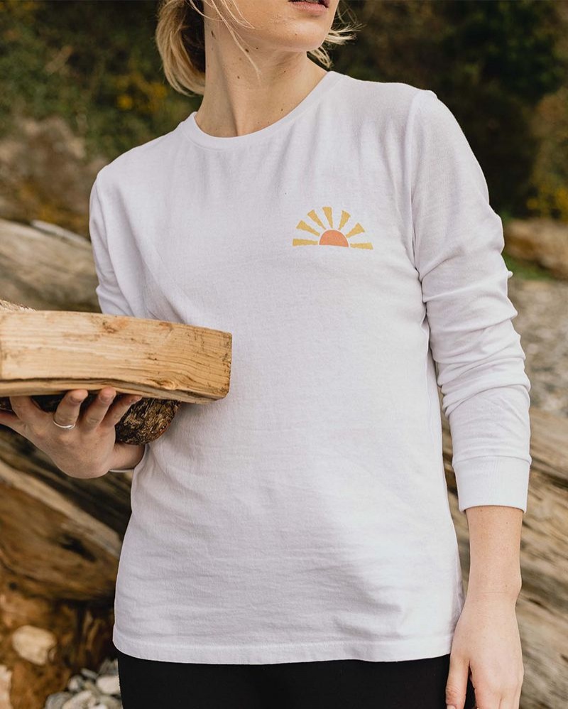 Women's Passenger Drifters Recycled Cotton LS T-Shirt White | US-VIAFJE134