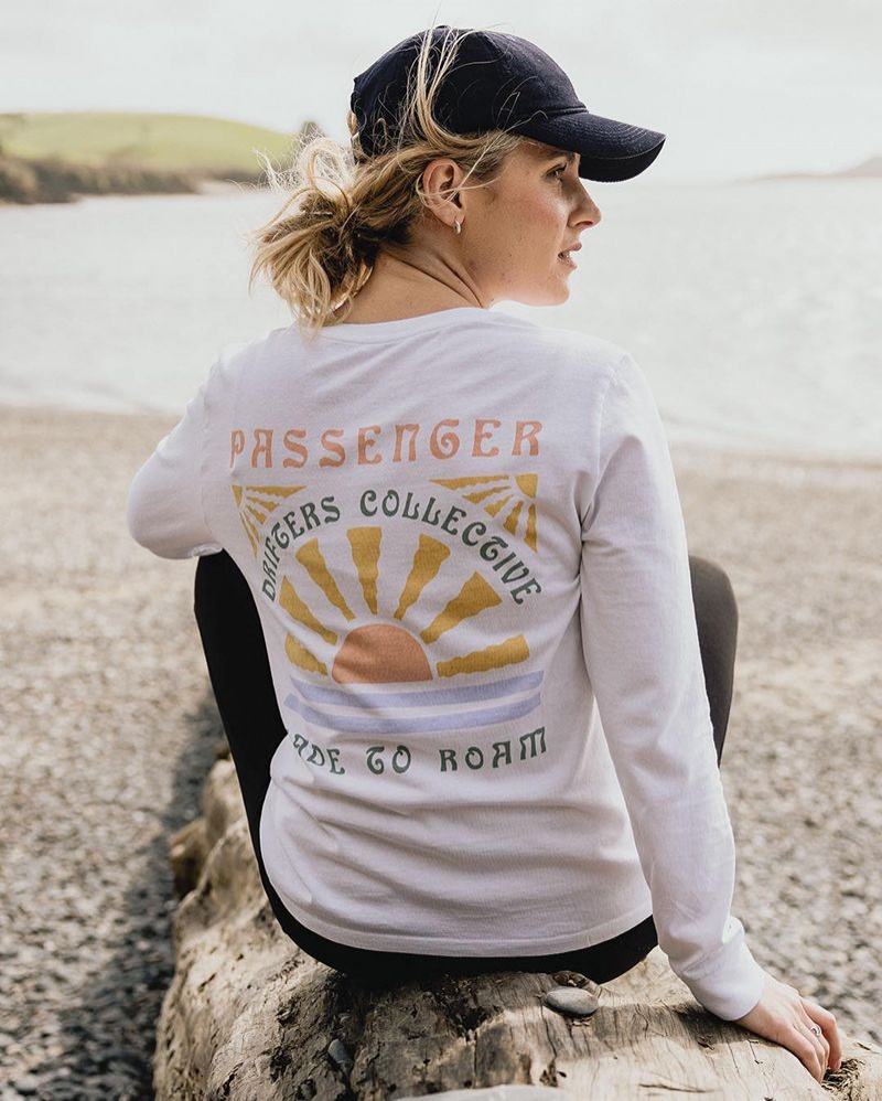 Women's Passenger Drifters Recycled Cotton LS T-Shirt White | US-VIAFJE134