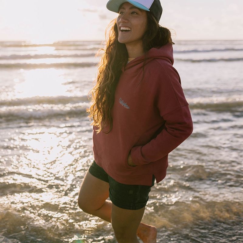 Women's Passenger Early Riser Recycled Cotton Hoodie Earth Red | US-JCHEDK965