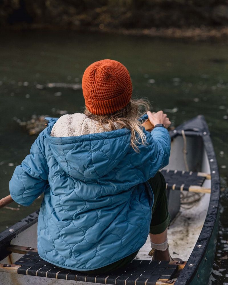 Women's Passenger Earthy Sherpa Lined Insulated Jacket Washed Blue | US-HXLUQB083