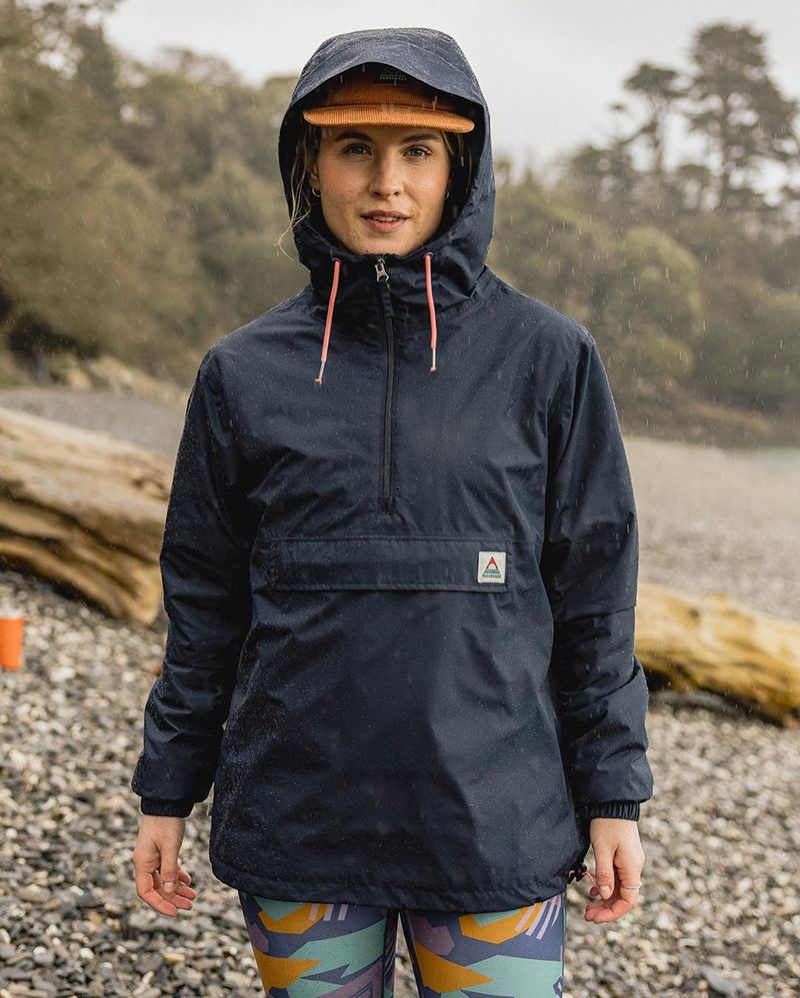 Women's Passenger Eden Recycled Oversized Water Resistant Jacket Deep Navy | US-CQZUDB190