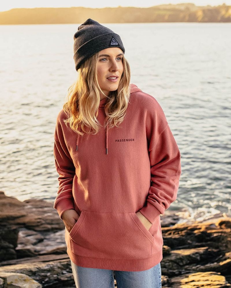 Women's Passenger Embrace The Journey Recycled Cotton Oversized Hoodie Pink Mahogony | US-ACQWFU802