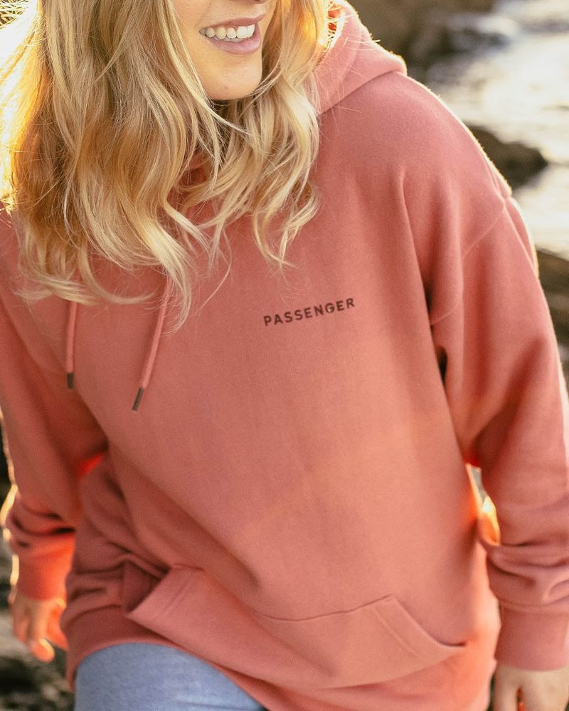 Women's Passenger Embrace The Journey Recycled Cotton Oversized Hoodie Pink Mahogony | US-ACQWFU802