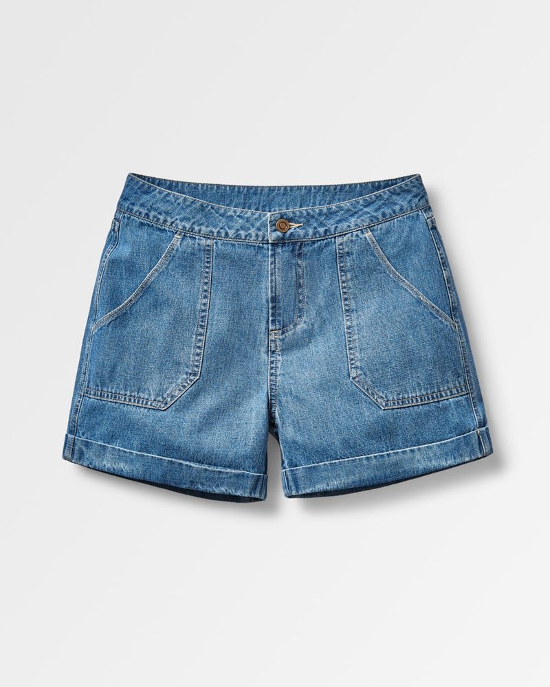 Women's Passenger Essence Denim Shorts Washed Denim | US-EXOMWY256