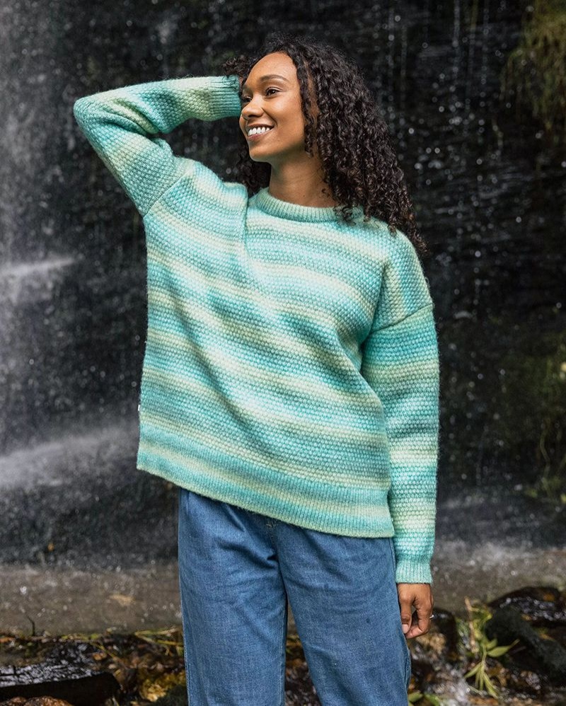 Women's Passenger Fika Recycled Knitted Jumper Sea Blue Dip | US-GVWNSH576