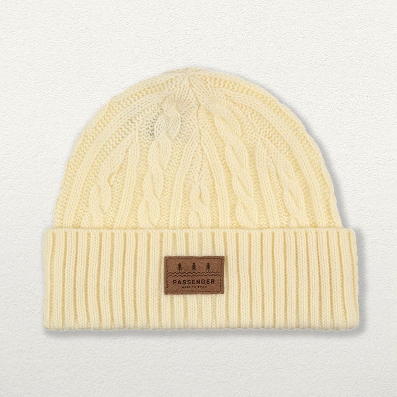 Women's Passenger Fireside Cable Knit Beanie Beige | US-YQRFBC173