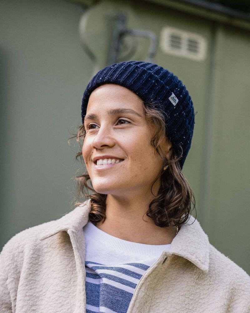 Women's Passenger Fisherman 2.0 Recycled Cotton Beanie Deep Navy | US-TZPMYD276