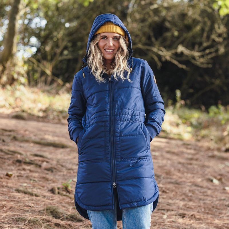 Women's Passenger Flora Long Recycled Insulated Jacket Rich Navy | US-FADWSE874