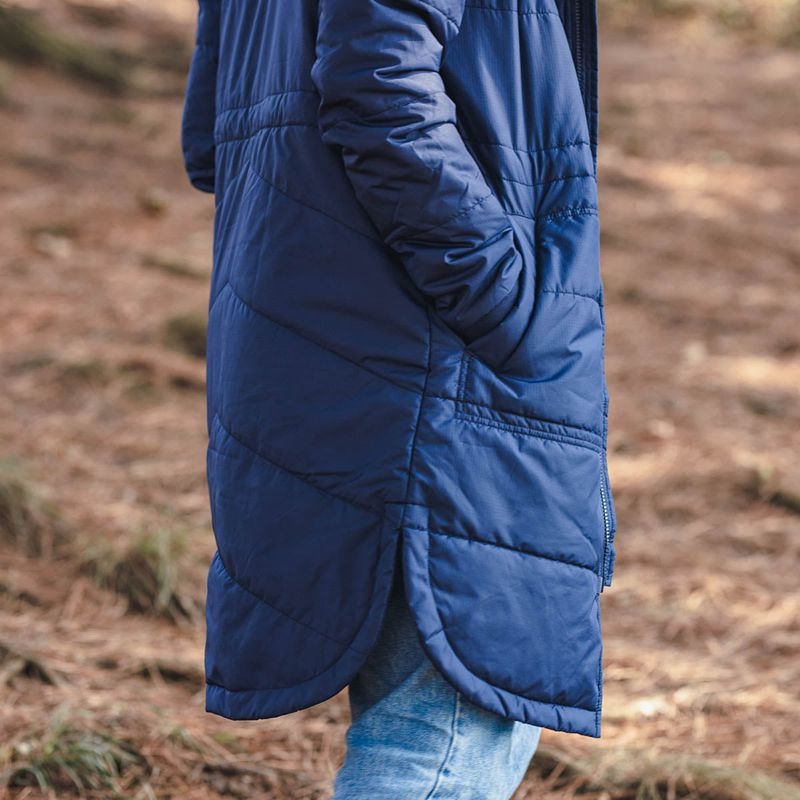 Women's Passenger Flora Long Recycled Insulated Jacket Rich Navy | US-FADWSE874