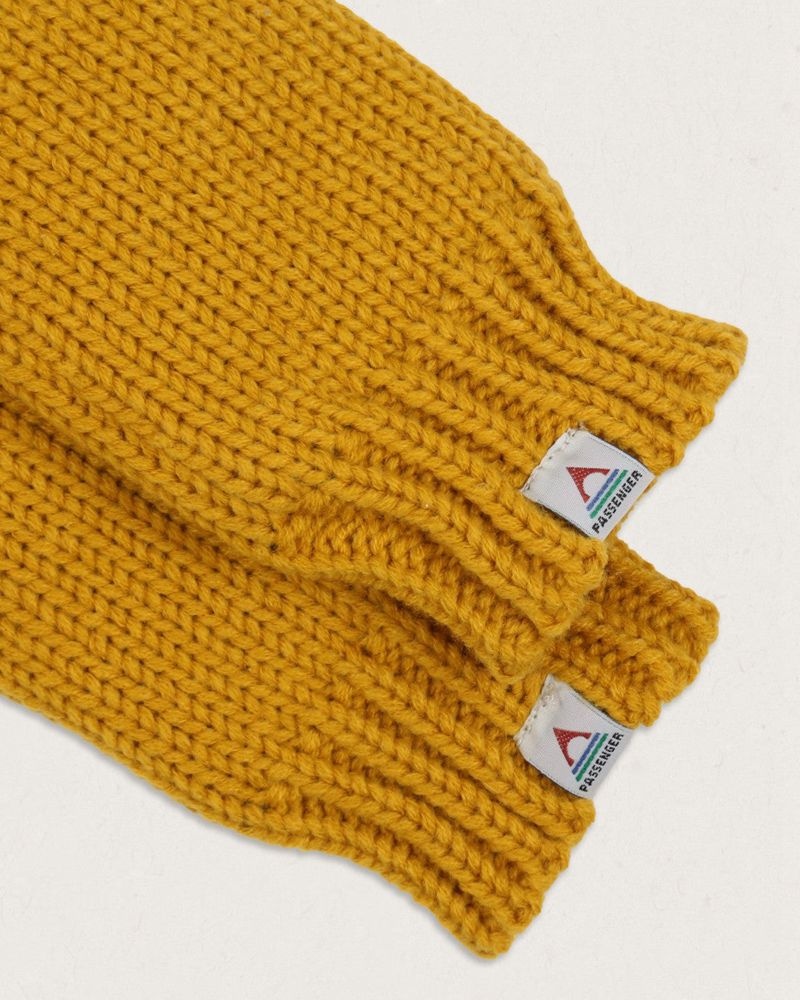 Women's Passenger Flurry Recycled Fleece Lined Fingerless Mittens Dandelion Yellow | US-RUHYZC041