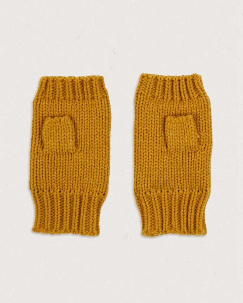 Women's Passenger Flurry Recycled Fleece Lined Fingerless Mittens Dandelion Yellow | US-RUHYZC041