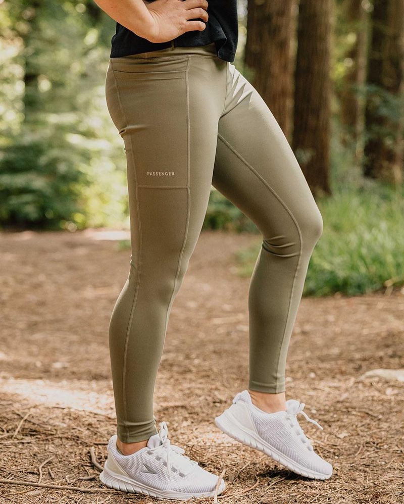 Women's Passenger Fresh Air 2.0 Recycled Leggings Dusty Olive | US-MGAELS283