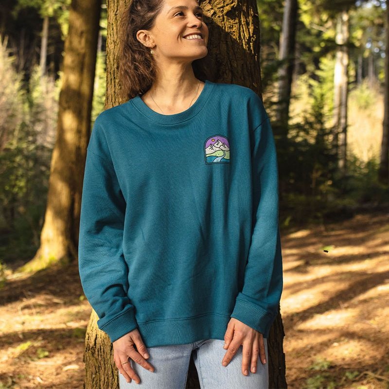 Women's Passenger Friday Collective Recycled Cotton Oversized Sweatshirt Blue Coral | US-XRSTVI423