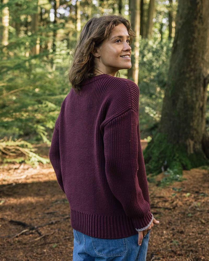 Women's Passenger Gondwana Classic Knitted Jumper Wine | US-UWQRSK348