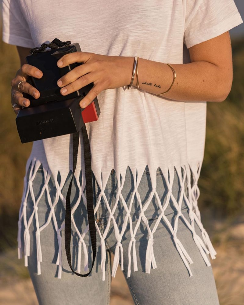 Women's Passenger Henna Recycled Cotton Tassel T-Shirt White | US-WNZTHC342