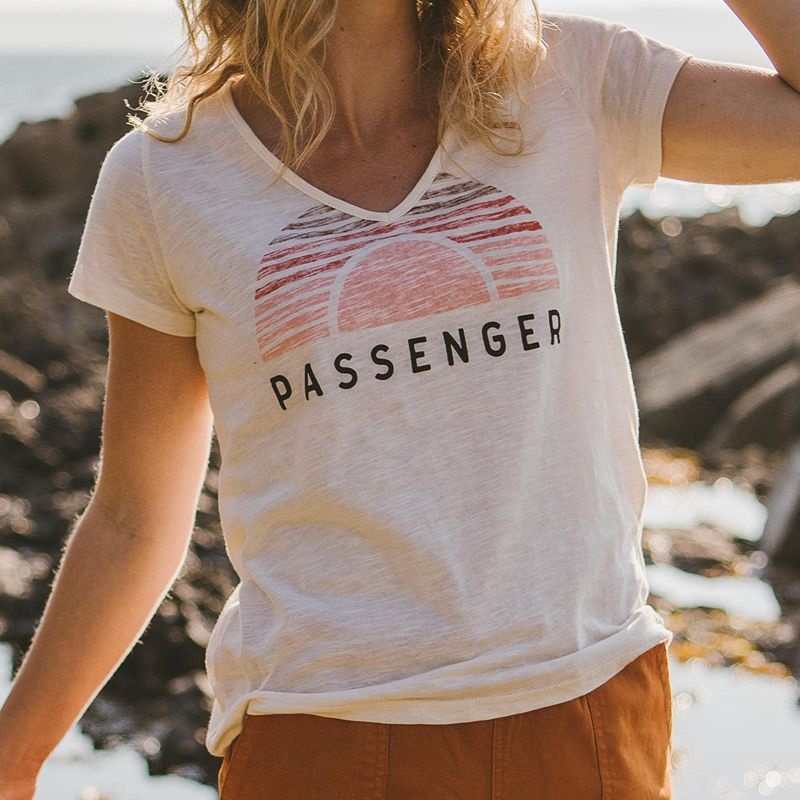 Women's Passenger Hush -Recycled Cotton T-Shirt Beige | US-LNAJYH794