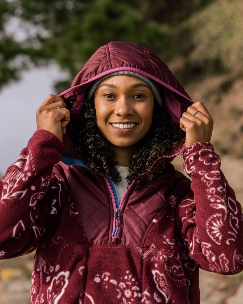 Women's Passenger Juana Recycled Polar Hooded Fleece Wine | US-ADMYTO674