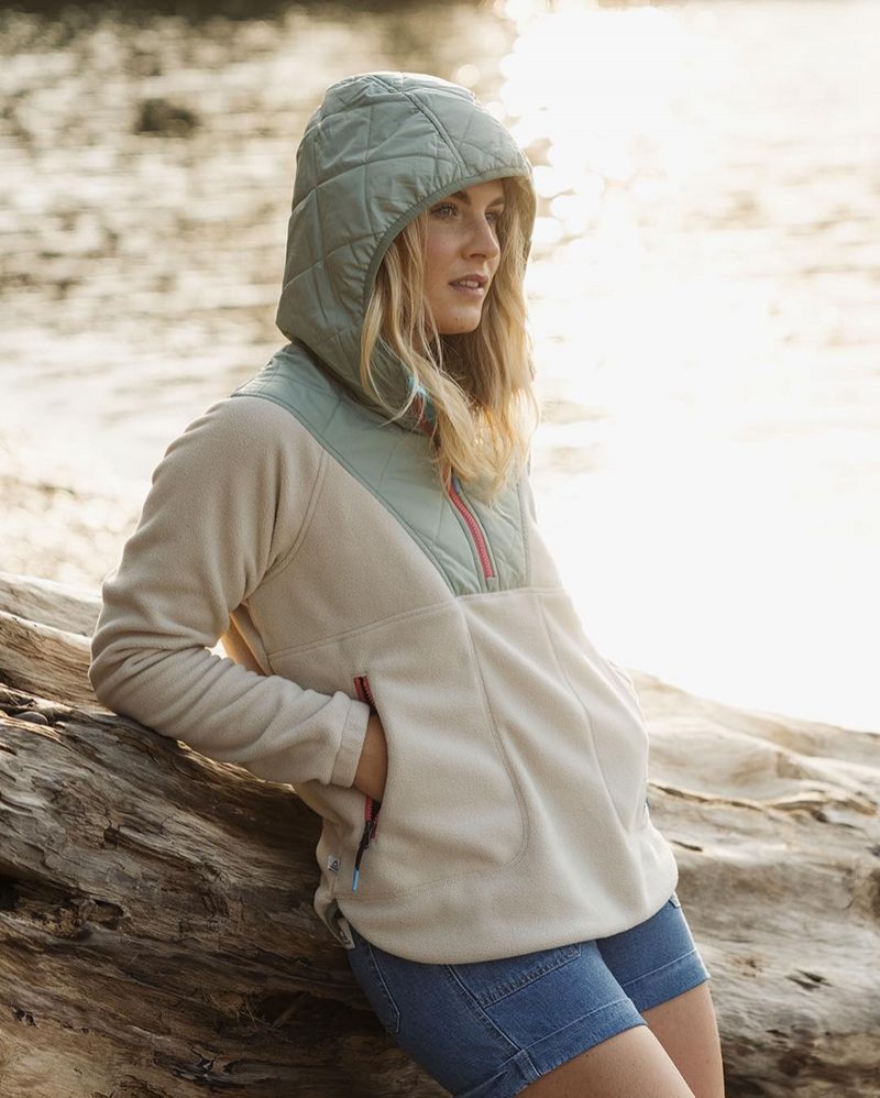 Women's Passenger Juana Recycled Polar Hooded Fleece Oatmeal | US-YLKTSJ908