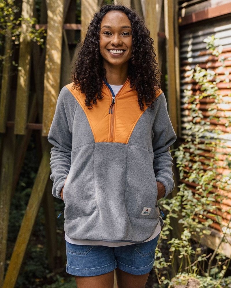 Women's Passenger Juana Recycled Polar Hooded Fleece Grey Marl | US-IZMTCV150