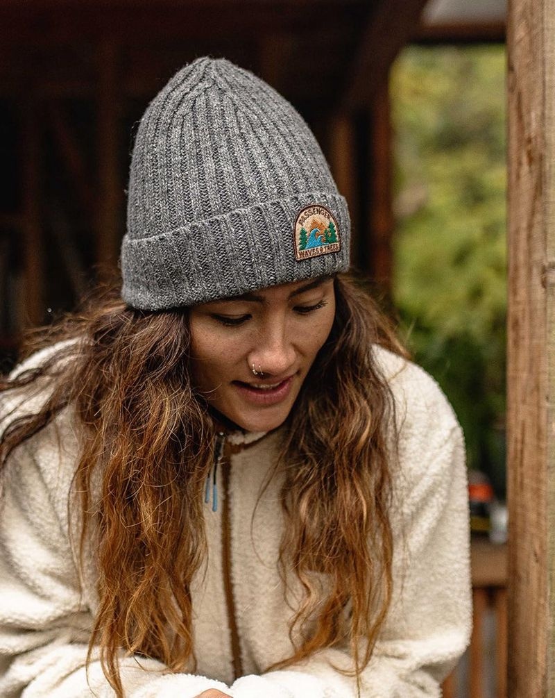 Women's Passenger Katira Rib Knit Beanie Charcoal | US-HUPAYF359