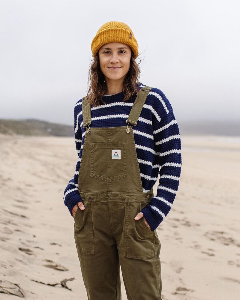 Women's Passenger Lakewood Organic Cotton Knitted Jumper Navy Stripe | US-YKQVTZ768