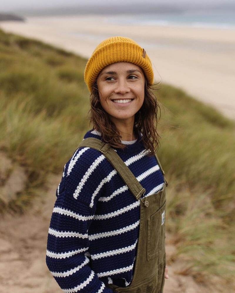 Women's Passenger Lakewood Organic Cotton Knitted Jumper Navy Stripe | US-YKQVTZ768