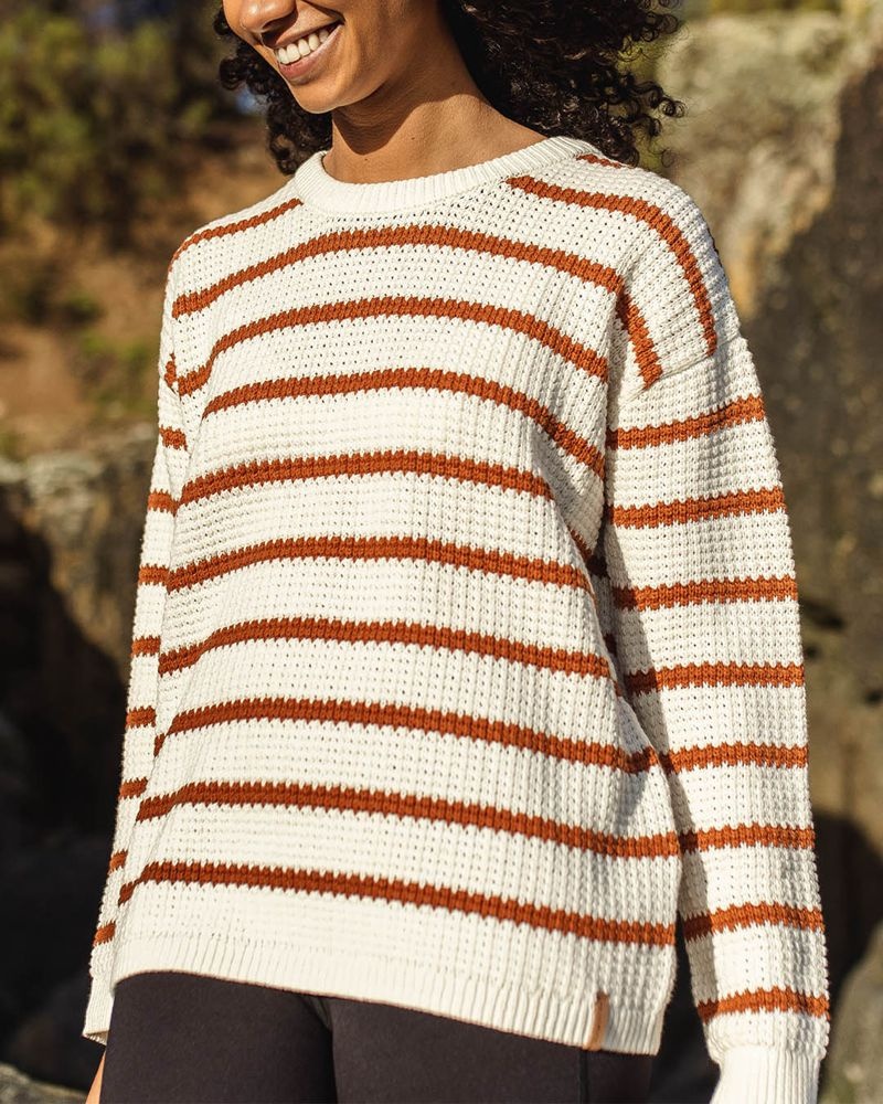 Women's Passenger Lakewood Organic Cotton Knitted Jumper Glazed Ginger Stripe | US-LABTVW497