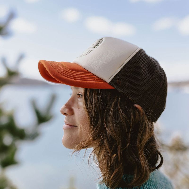 Women's Passenger Land & Sea Snapback Trucker Cap Sunrise Orange | US-CJGAMW820