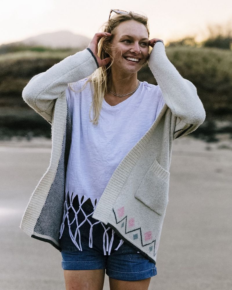 Women's Passenger Leif Recycled Yarn Cardigan Off White | US-EWVCDX416